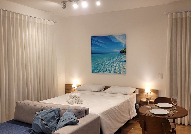 Blend Coliving One, Flat decorado, sacada com vista, Garagem