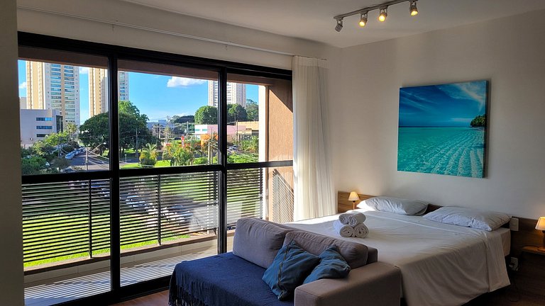 Blend Coliving One, Flat decorado, sacada com vista, Garagem
