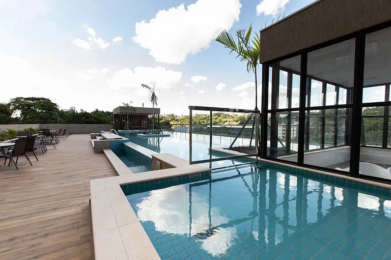 2 quartos c/ vista pra piscina | Varanda Botânico