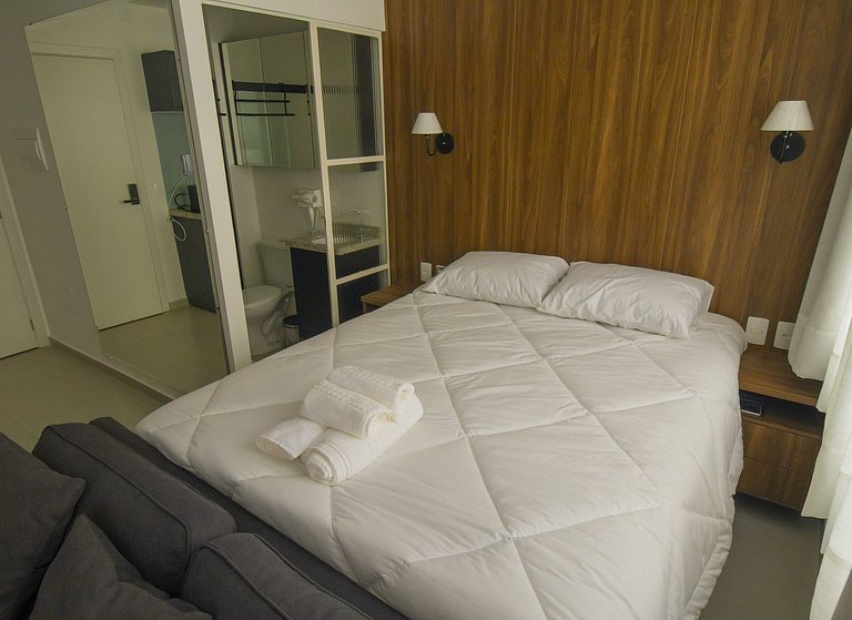 Studio 206 - Cama Queen, Flat com Piscina, WiFi